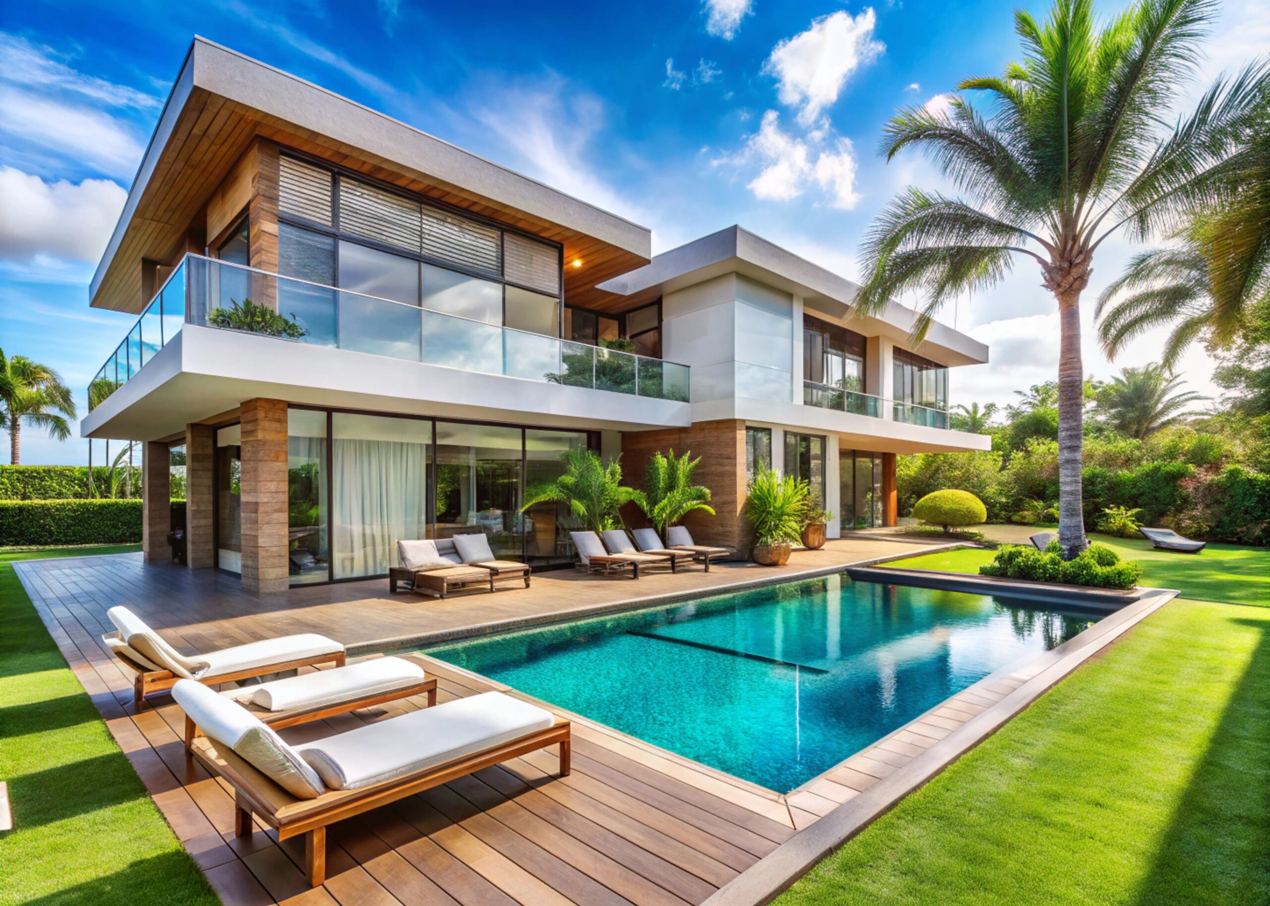 Luxury VillaAmaye Construction with Swimming Pool and Manicured Lawn in a Serene Setting Amaye Construction